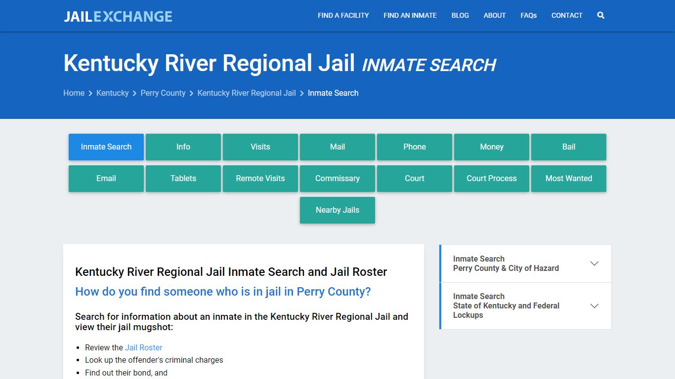 Kentucky River Regional Jail Inmate Search - Jail Exchange